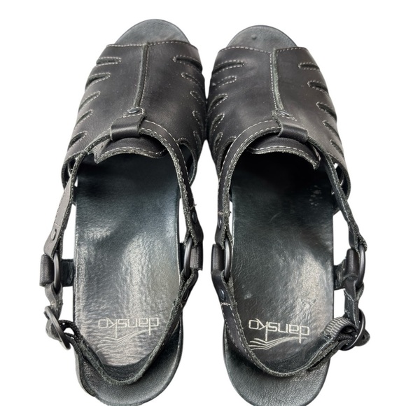 Dansko Randa Black Leather Open Toe Slingback Heeled Sandals Size 39 US 8.5 / 9 - Picture 12 of 15